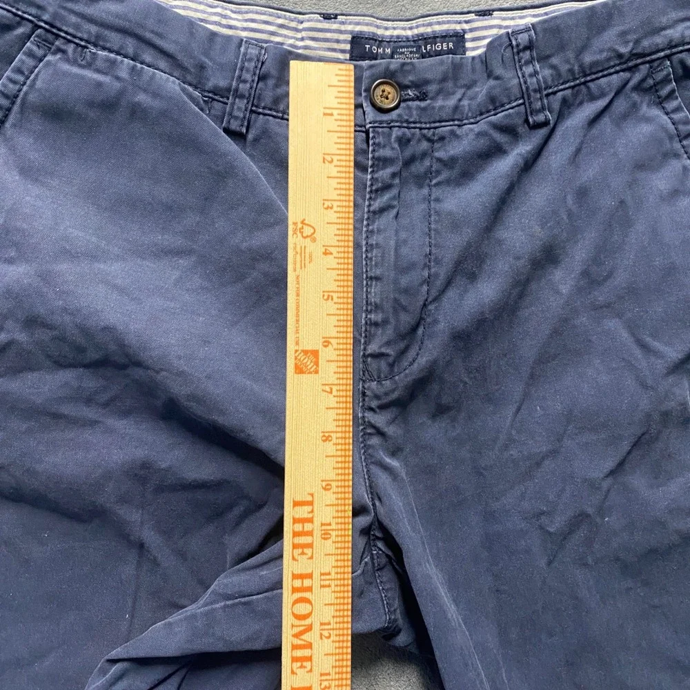 Tommy Hilfiger Shorts Mens 34 Chino Navy Blue Flat Front Cotton Made in 2016